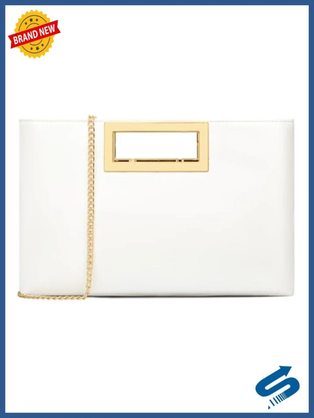 Formal Evening Clutch Purse with Detachable Gold Chain Top Handle Handbag for